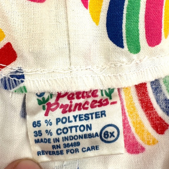 Vintage Petite Princess Girls Suspender Shorts White Heart Fish Rainbow Size 6X - Picture 7 of 8